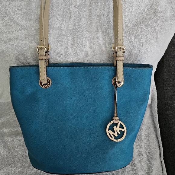 🔆50% OFF! Michael Kors Teal and Beige Tote Bag - Picture 1 of 16